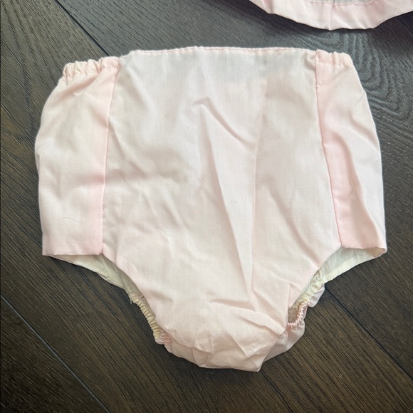 Pink Baby Two-Piece Dress Set with Embroidered Bib - Easter - Vintage 0-3 months - Picture 3 of 9